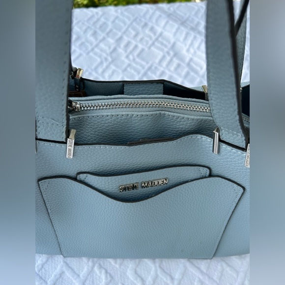 Steven Madden Blue Crossbody Bag with Mini Embossed Scarf Decor - Picture 2 of 8